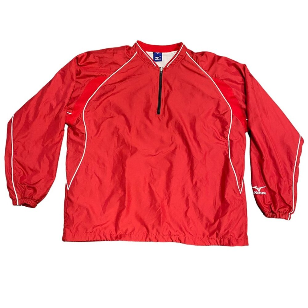 Mizuna XL Red Windbreaker Jacket 1/4 Zip Vented Back Pullover Athletic Training